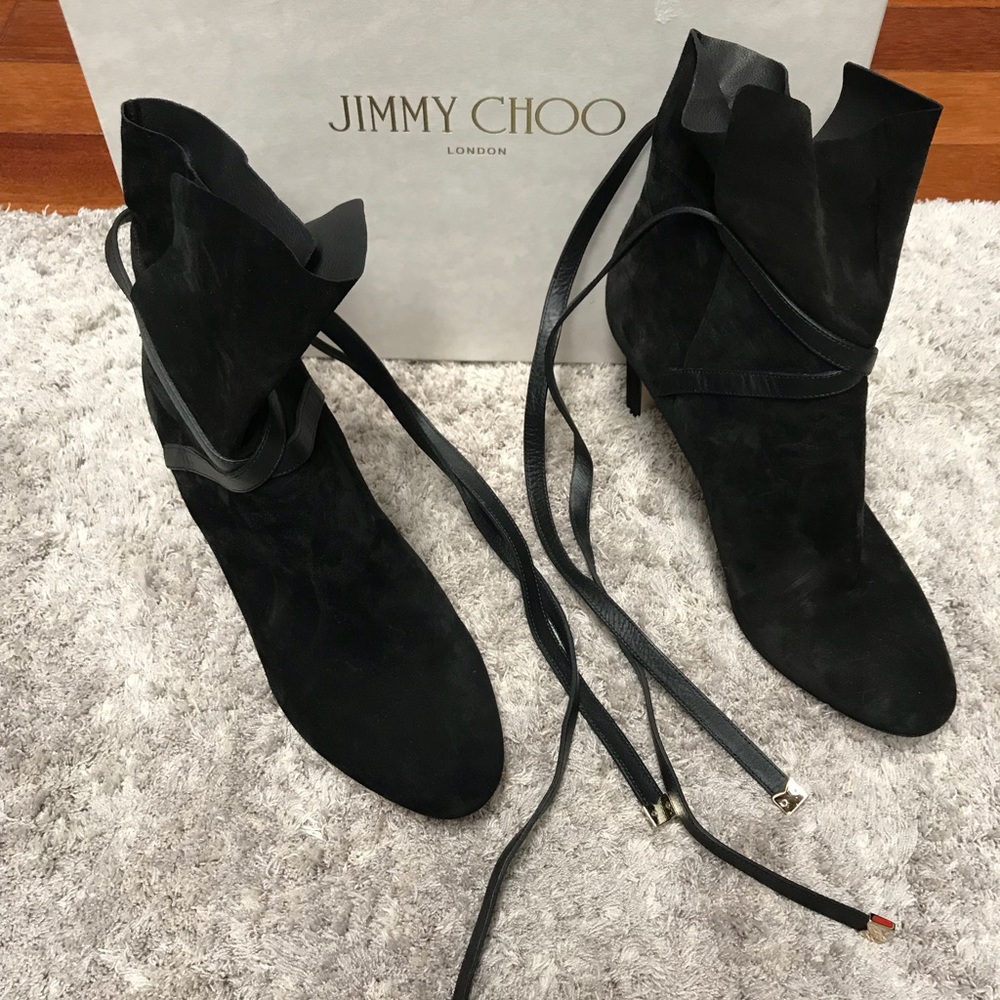 JIMMY CHOO BLACK SUEDE BOOTIES